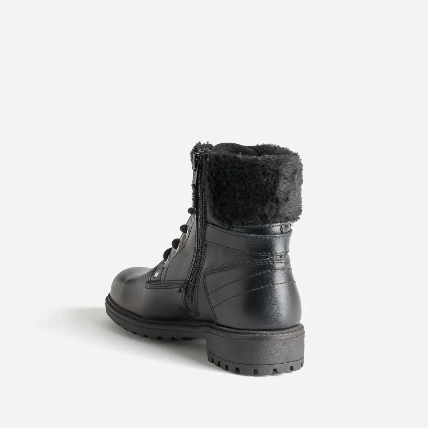 Bottine BUGGY noire cuir bord fourré