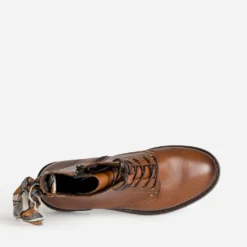 Bottine camel cuir détail ruban