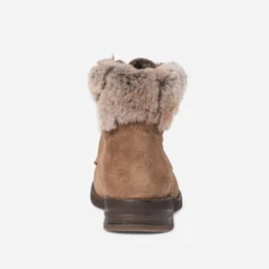 Bottine camel fourrée en cuir velours