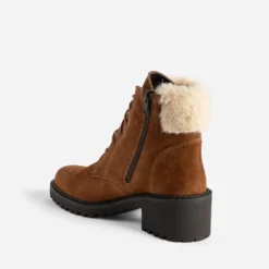 Bottine cuir velours camel