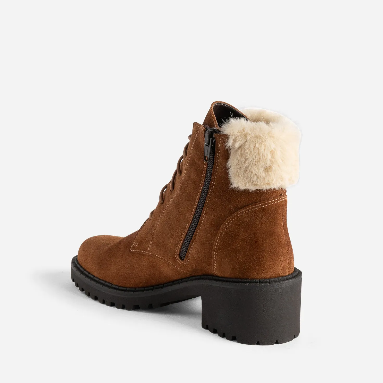 Bottine cuir velours camel