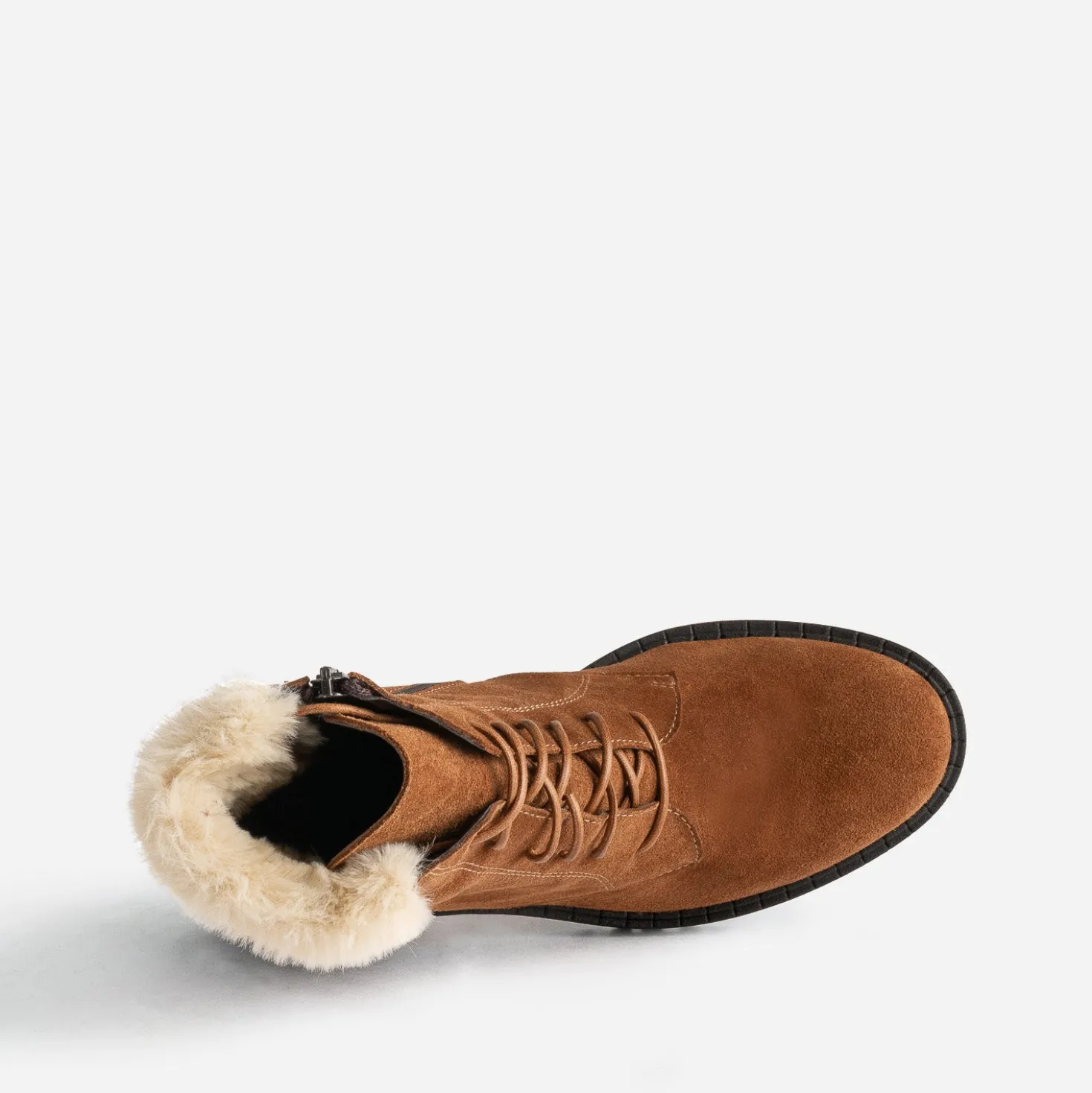 Bottine cuir velours camel