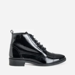 Bottine ERAM FLEX noire en cuir verni