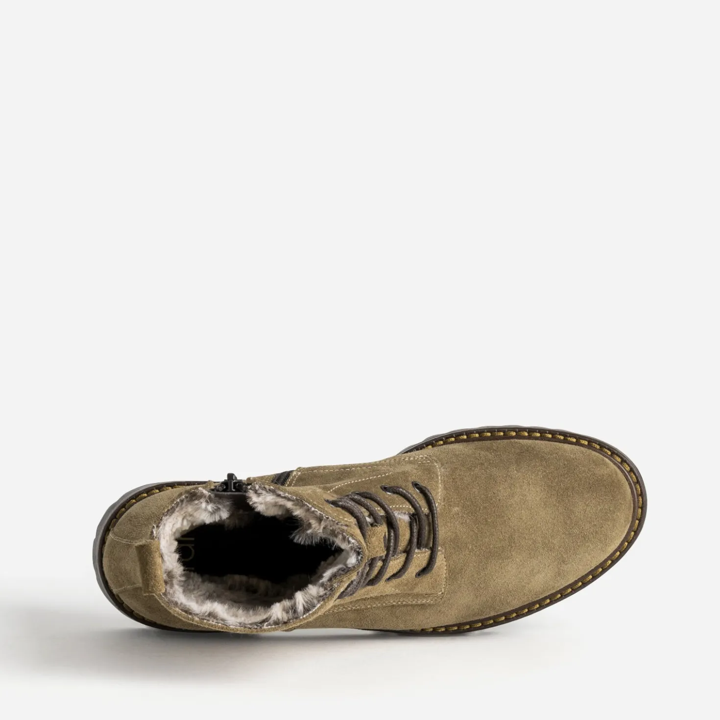 Bottine à lacet beige cuir velours fourré