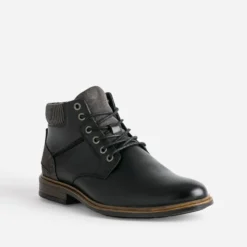 Bottine à lacet noire en cuir