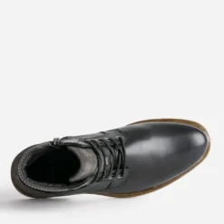 Bottine à lacet noire en cuir