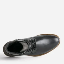 Bottine à lacet noire en cuir