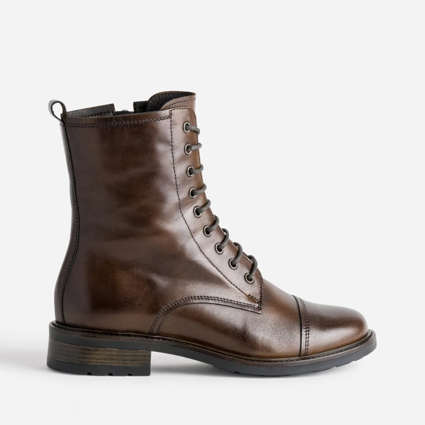 Bottine marron cuir bout droit