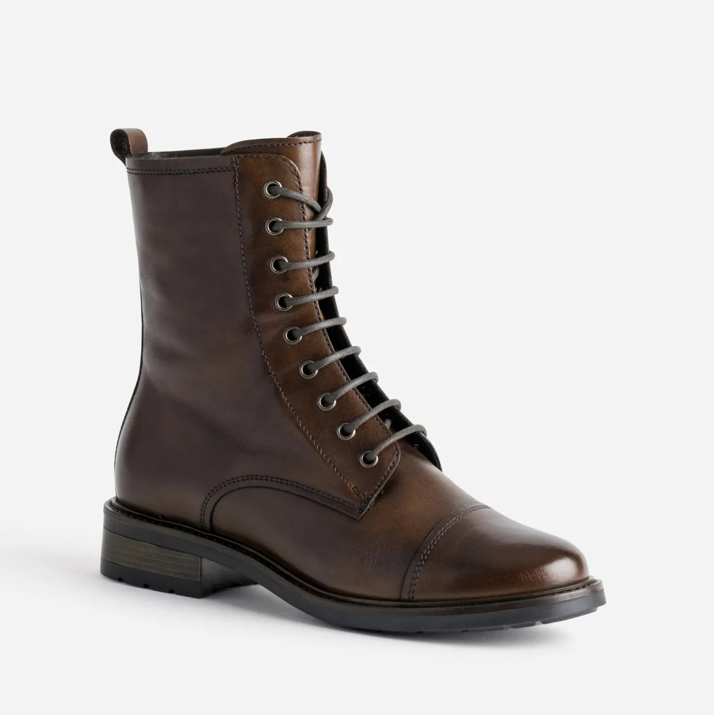 Bottine marron cuir bout droit