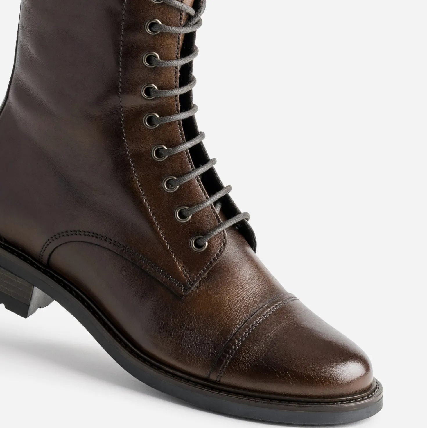 Bottine marron cuir bout droit