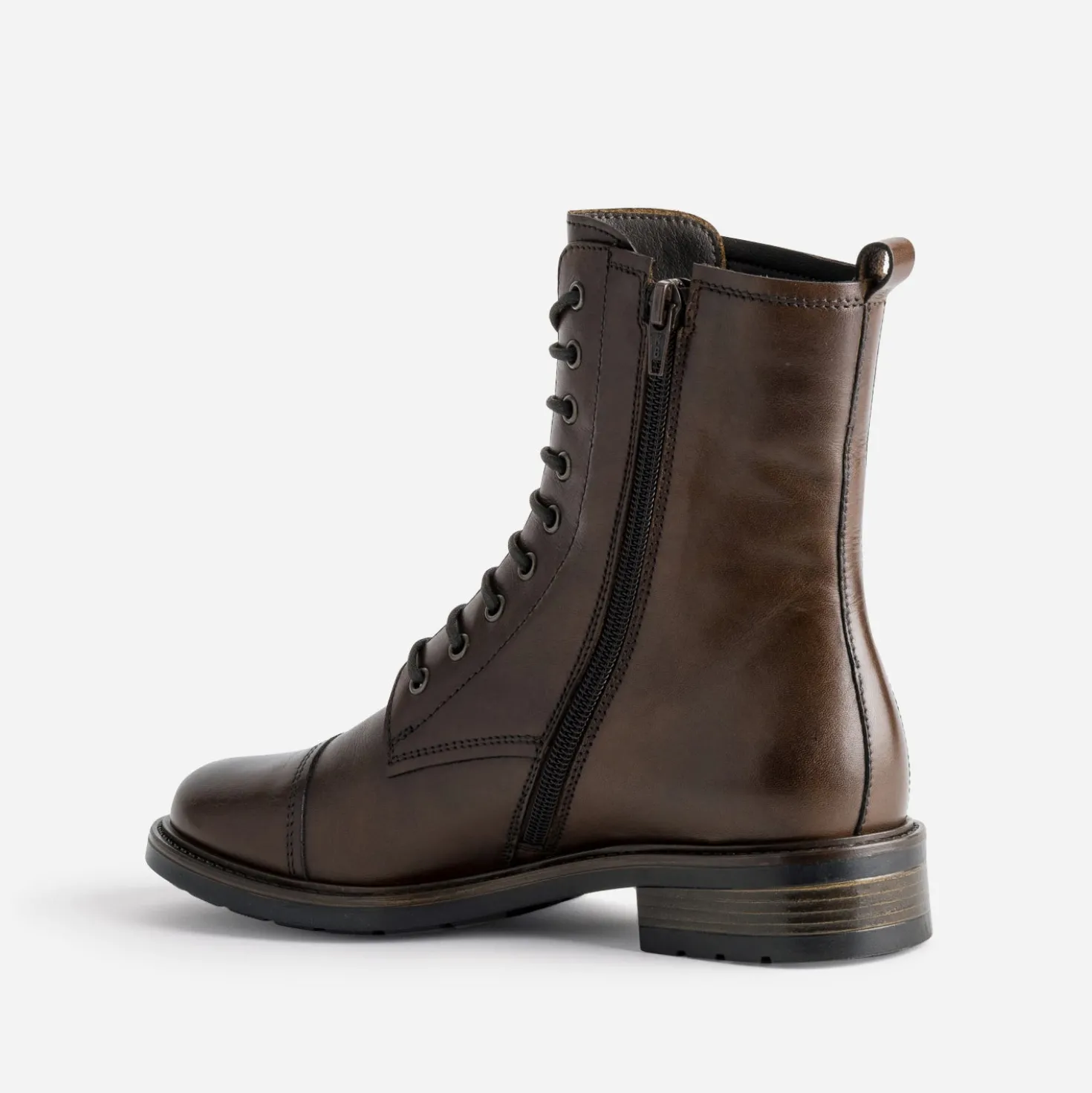 Bottine marron cuir bout droit