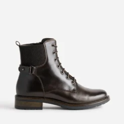 Bottine marron cuir détail élastique