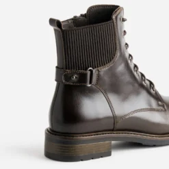 Bottine marron cuir détail élastique