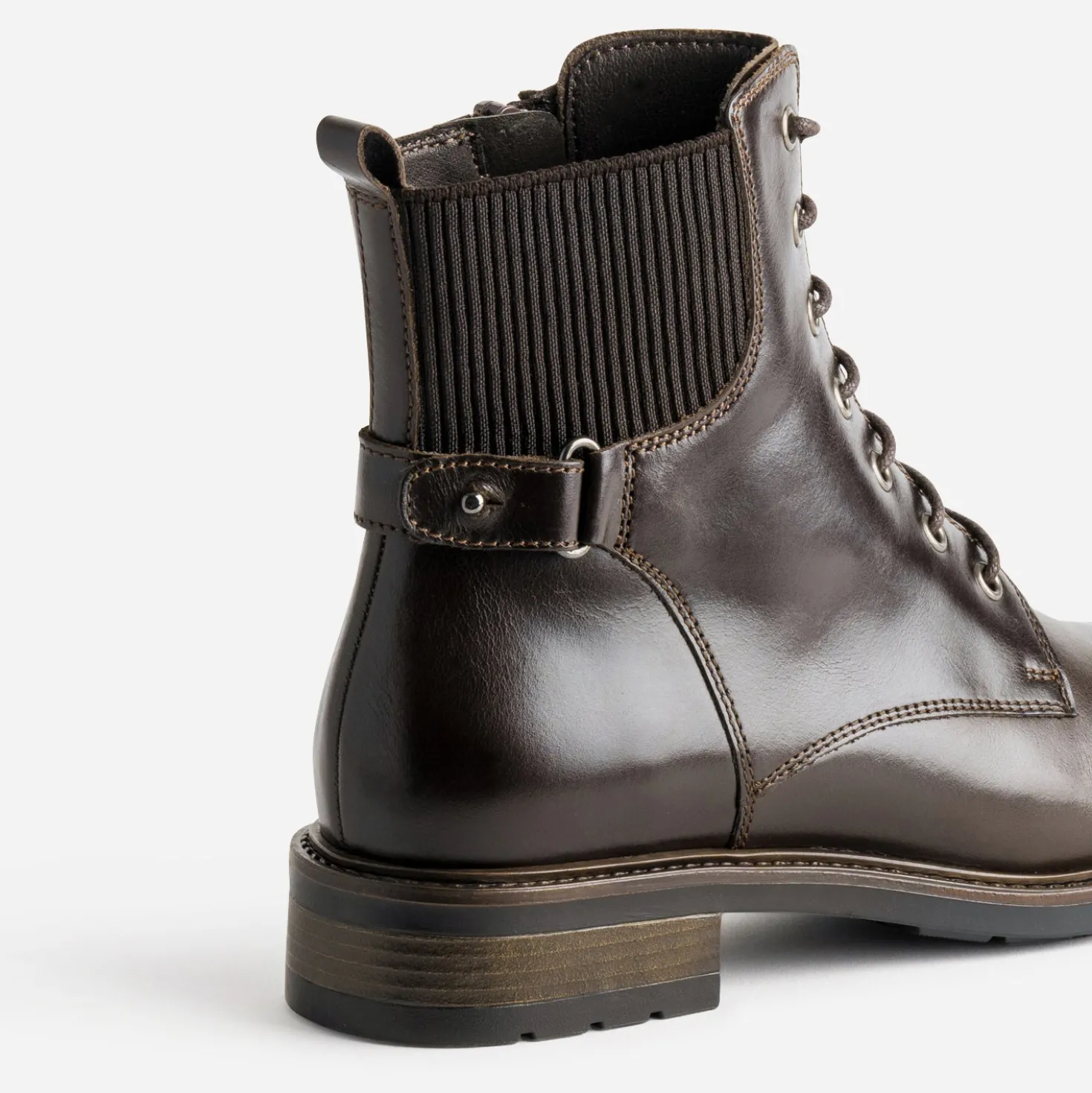 Bottine marron cuir détail élastique