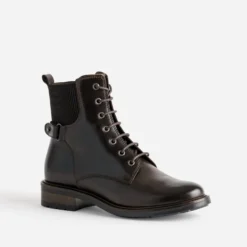 Bottine marron cuir détail élastique