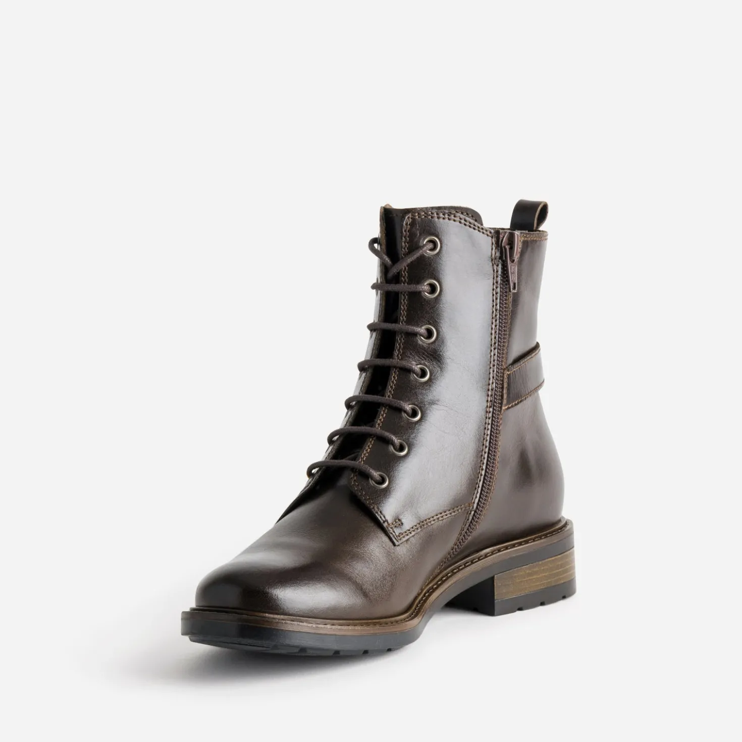 Bottine marron cuir détail élastique