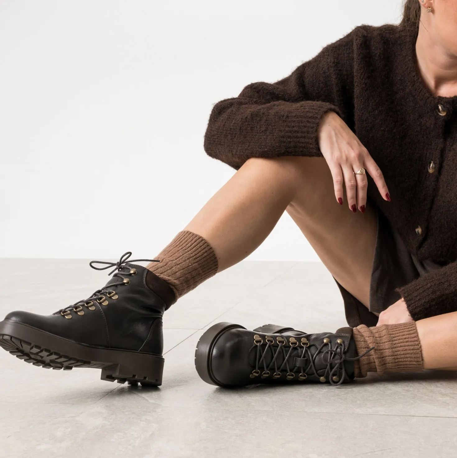 Bottine marron cuir esprit montagne