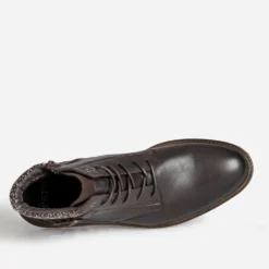 Bottine marron foncé cuir détail chiné