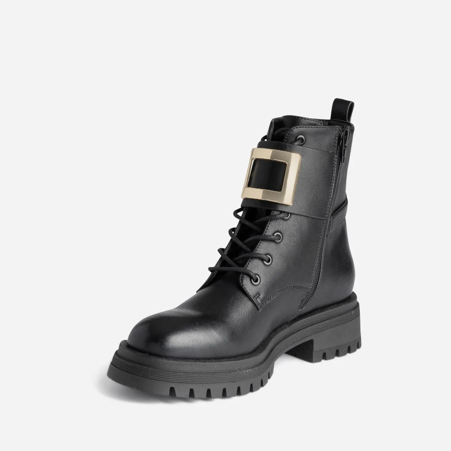 Bottine noire éco-conçue avec boucle