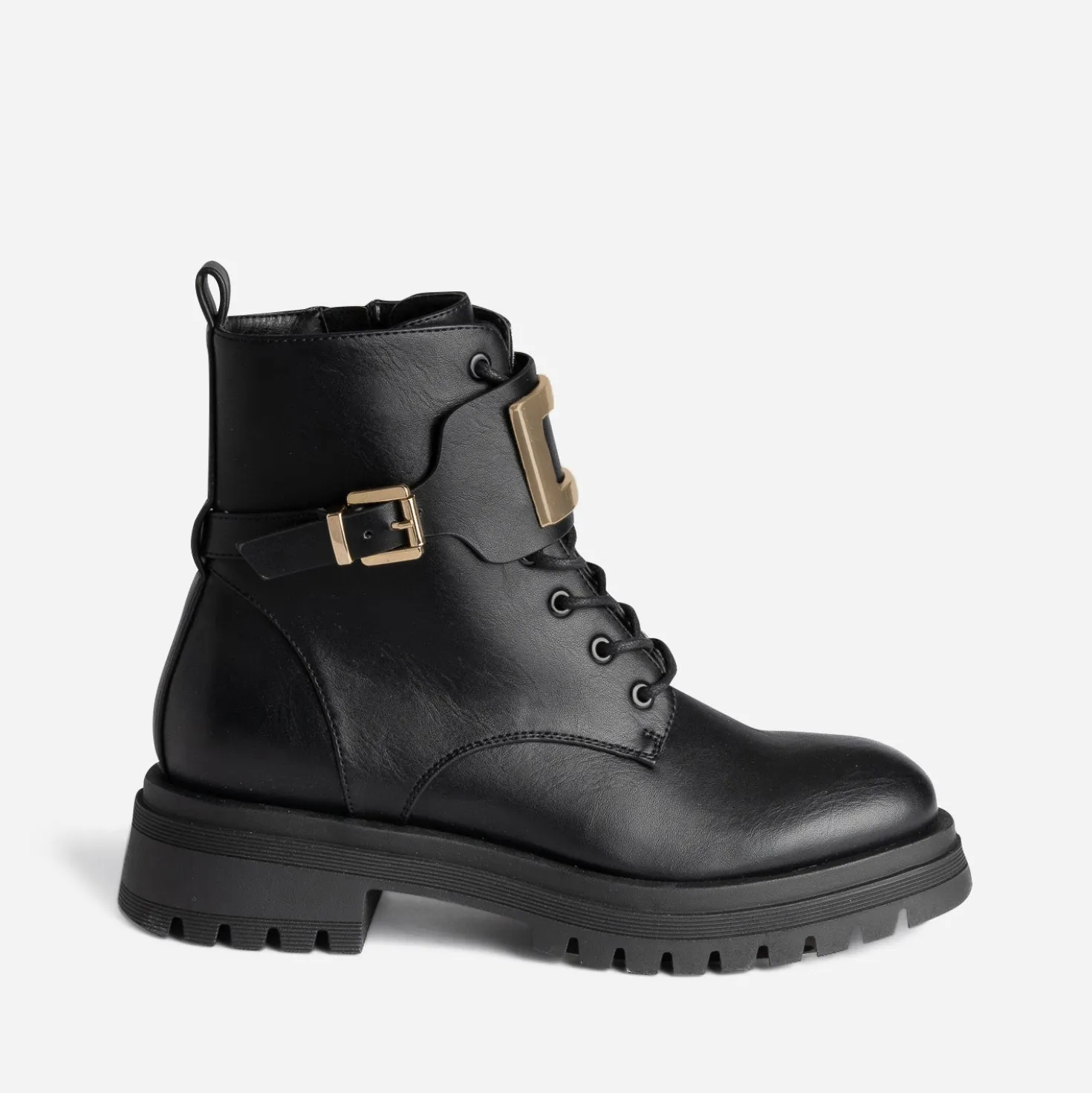 Bottine noire éco-conçue avec boucle