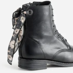 Bottine noire cuir détail ruban