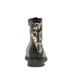 Bottine noire cuir détail ruban