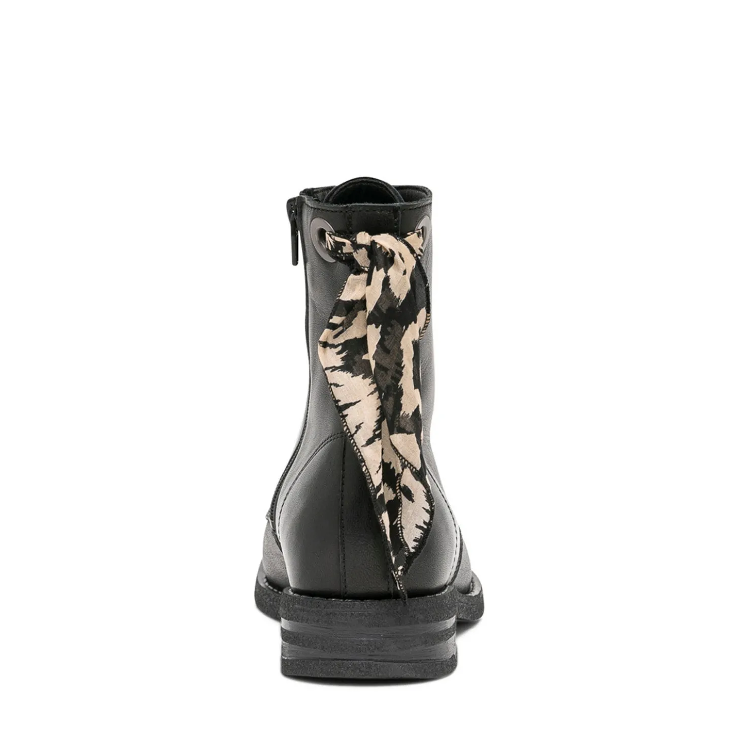 Bottine noire cuir détail ruban