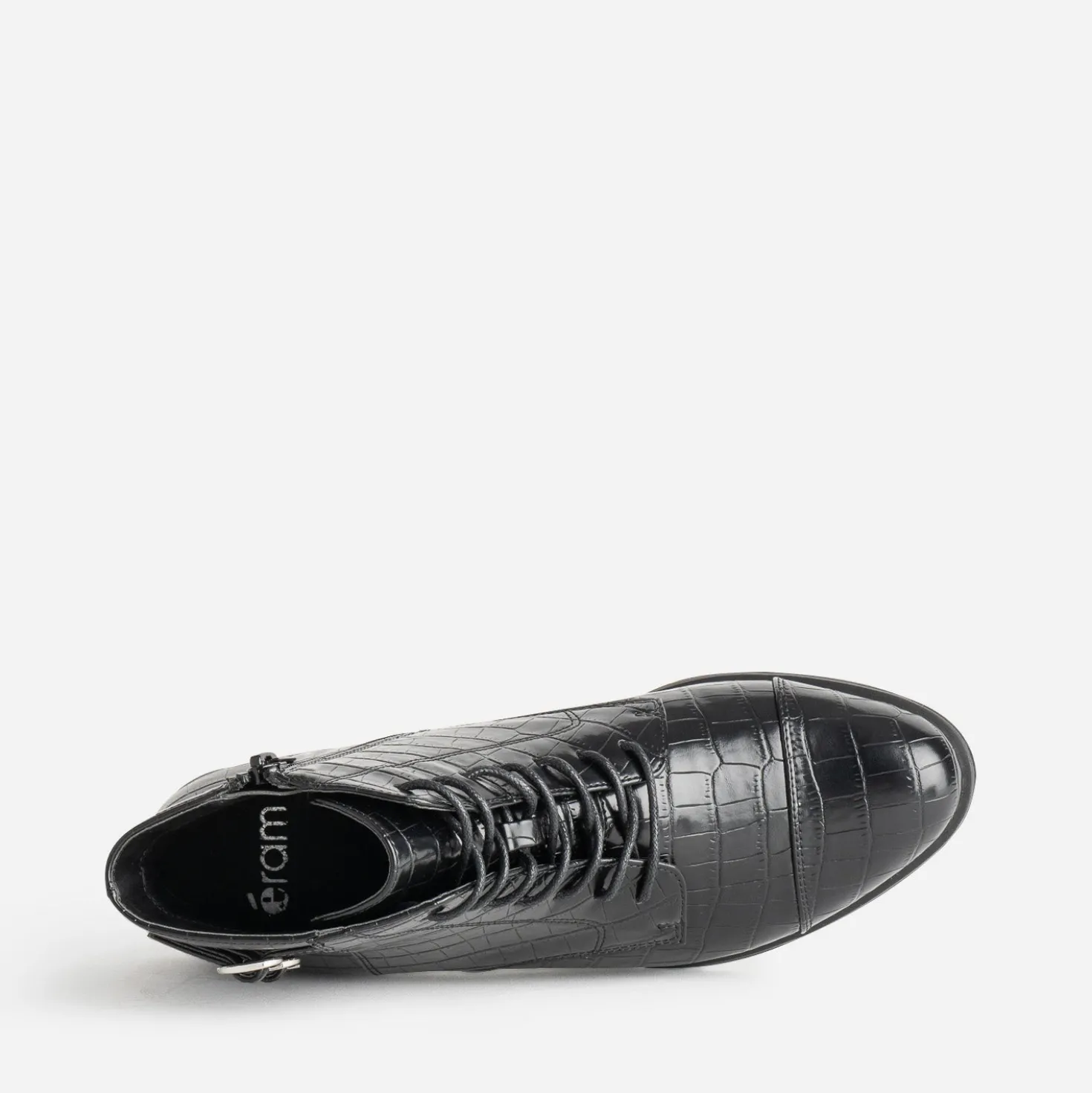Bottine noire embossée effet croco