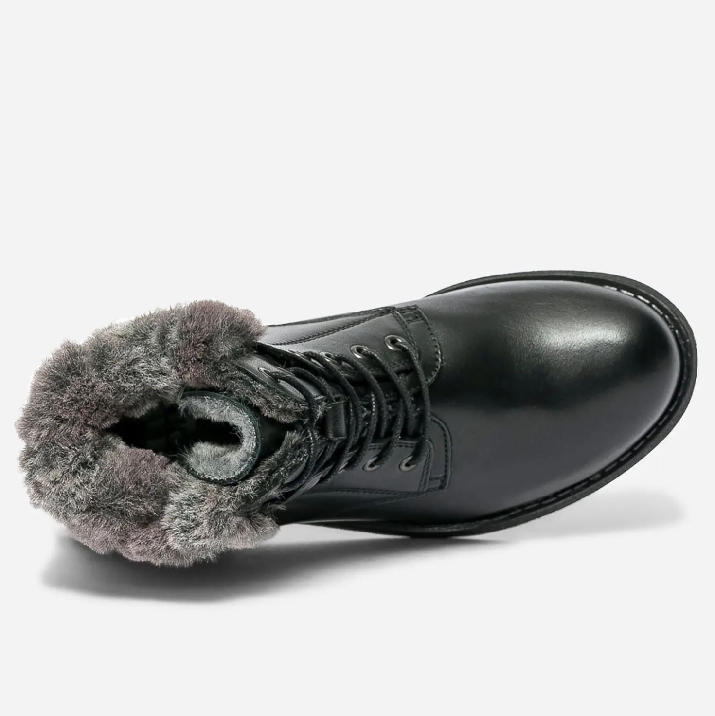 Bottine noire fourrée en cuir