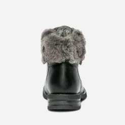 Bottine noire fourrée en cuir