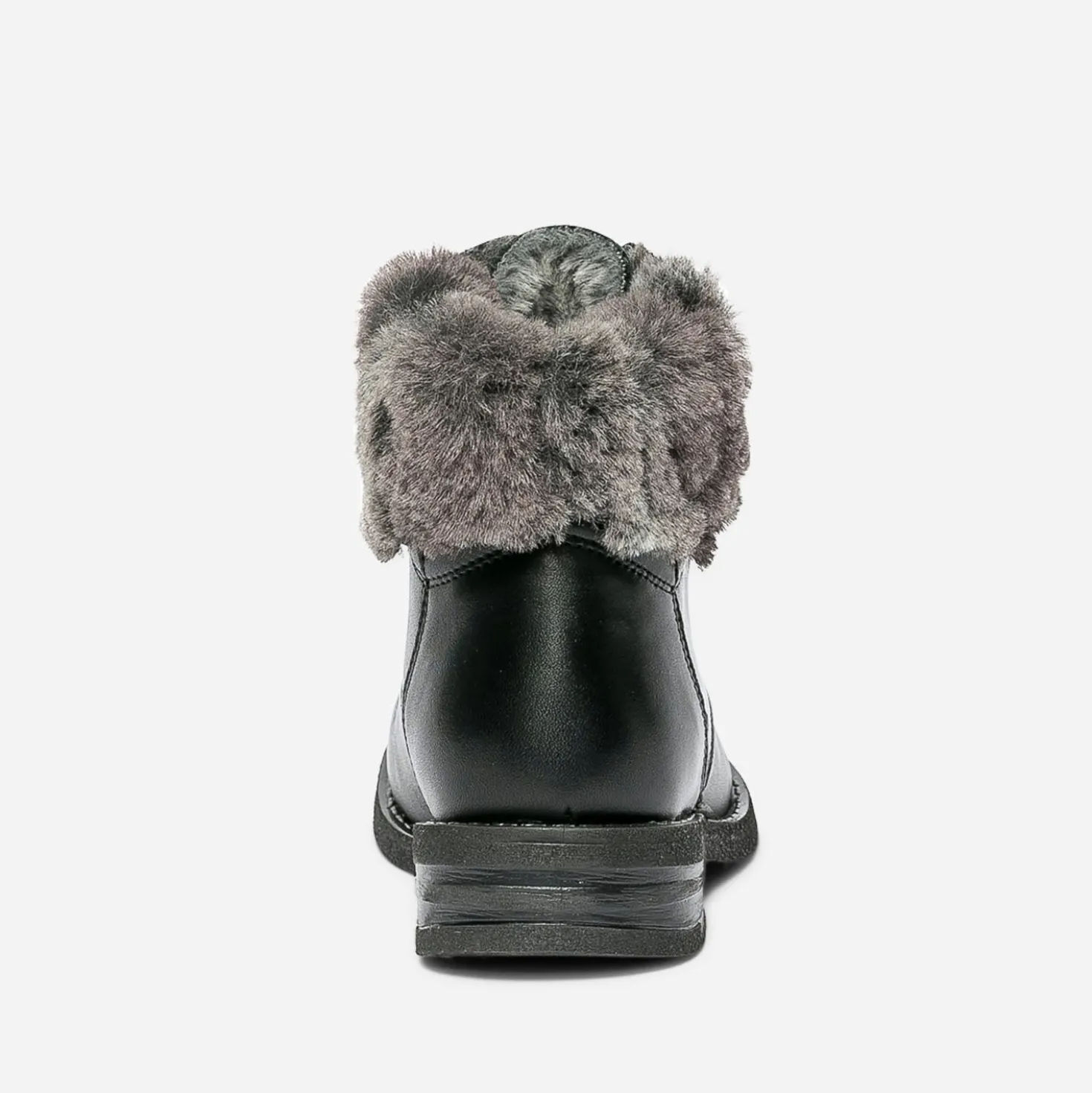 Bottine noire fourrée en cuir