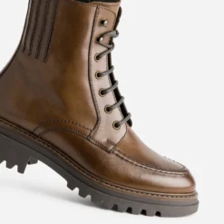 Bottine plateau TEXTO cognac cuir
