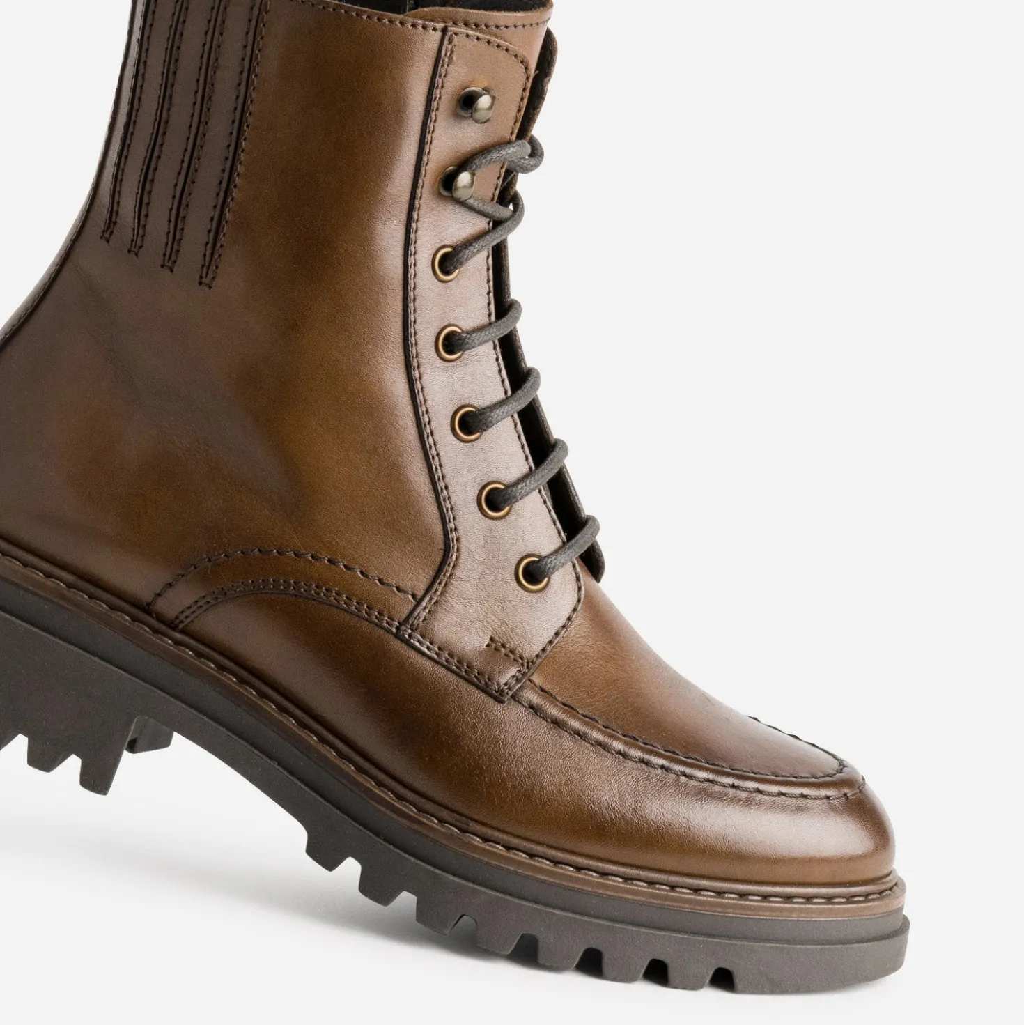 Bottine plateau TEXTO cognac cuir