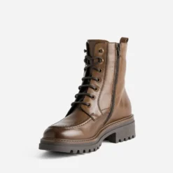 Bottine plateau TEXTO cognac cuir