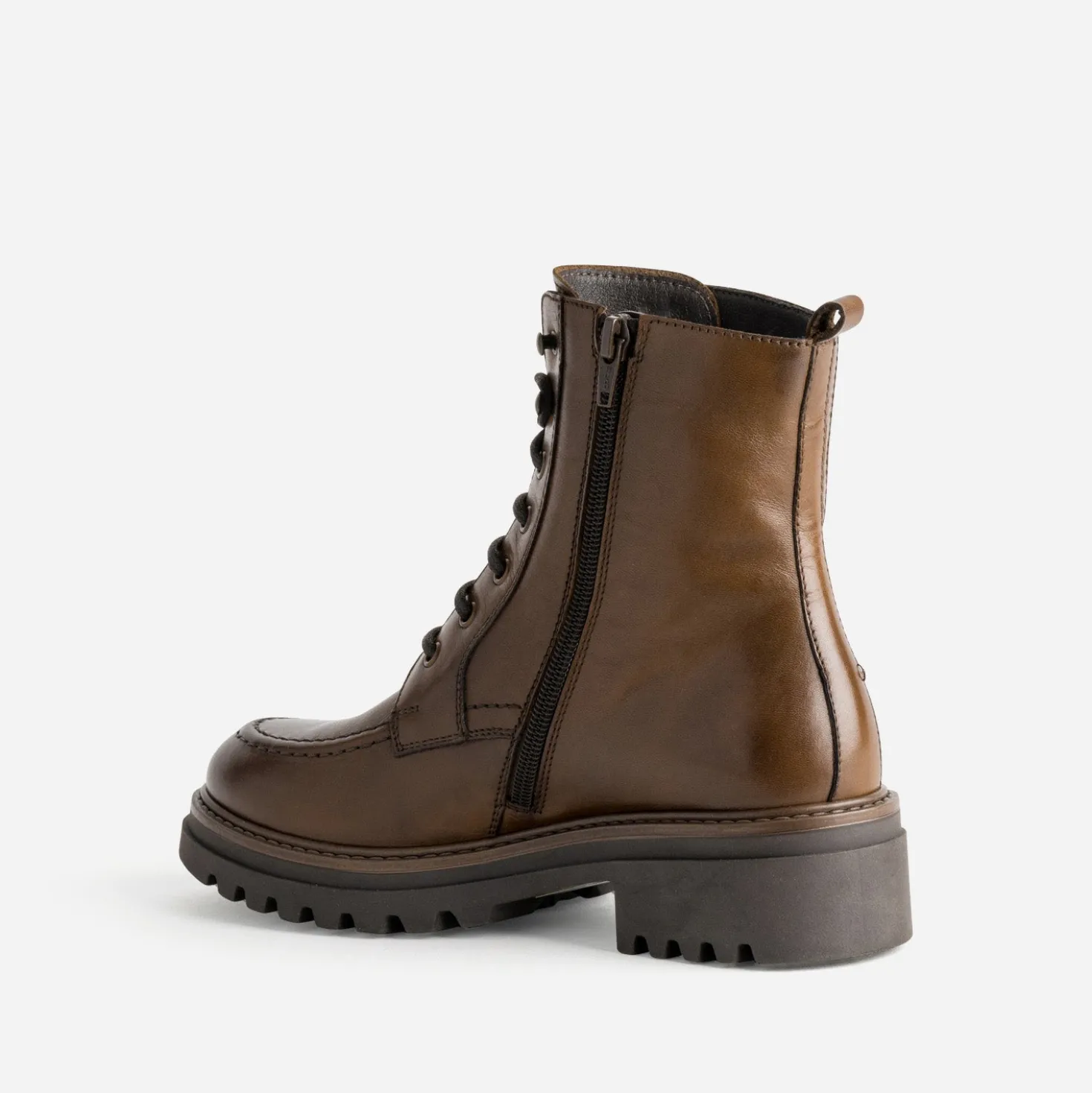 Bottine plateau TEXTO cognac cuir