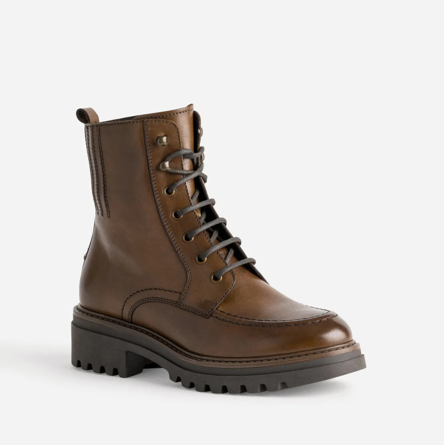 Bottine plateau TEXTO cognac cuir