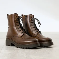 Bottine plateau TEXTO cognac cuir