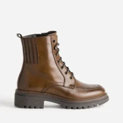 Bottine plateau TEXTO cognac cuir