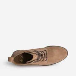 Bottine taupe cuir velours à lacet