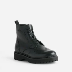 Bottine TEXTO noir cuir semelle épaisse