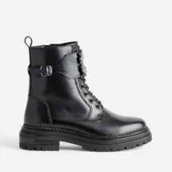 Bottine TEXTO noire cuir bride amovible