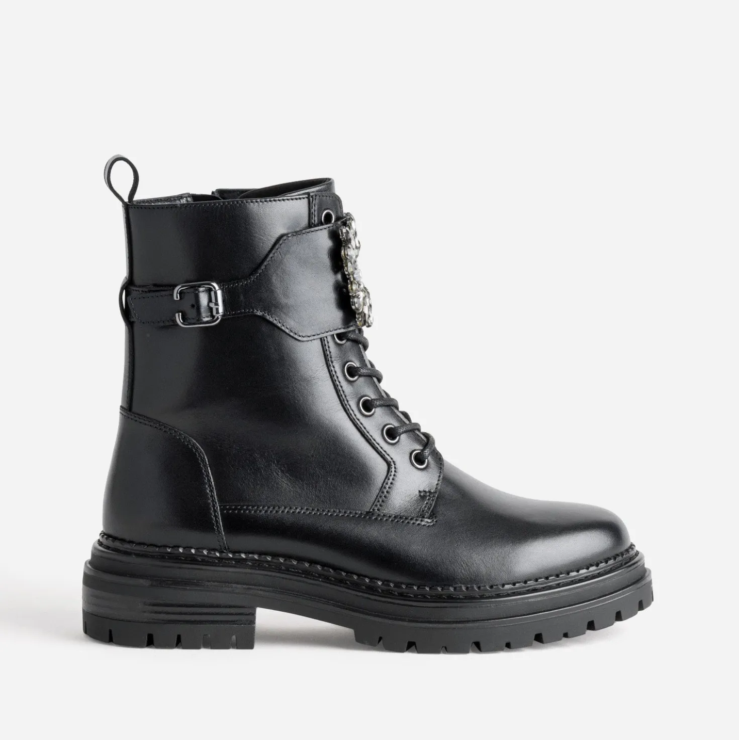 Bottine TEXTO noire cuir bride amovible