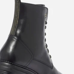 Bottine TEXTO noire en cuir à galon rayé