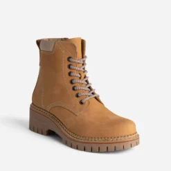 Bottine TEXTO ocre cuir nubuck à semelle crantée