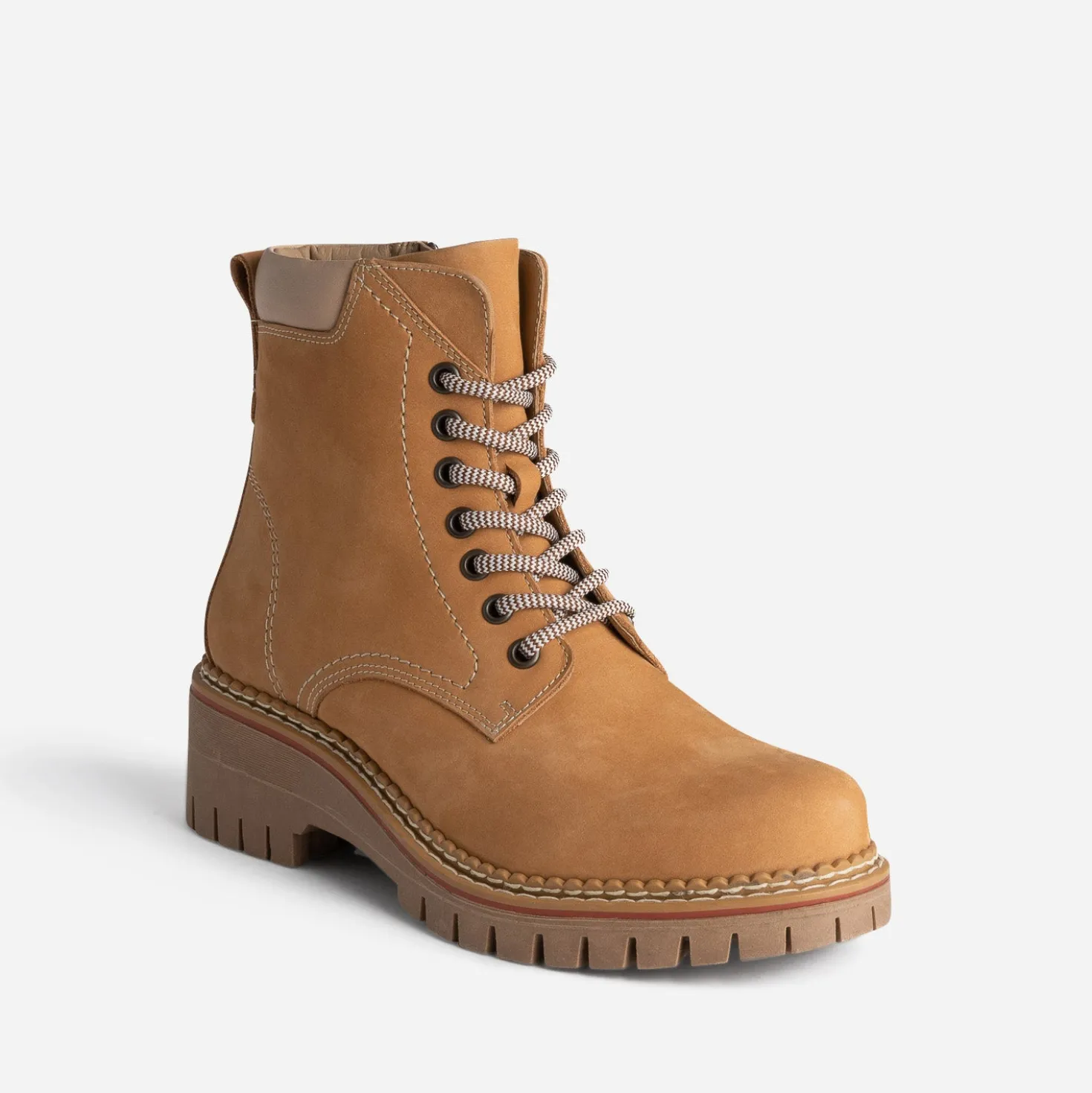 Bottine TEXTO ocre cuir nubuck à semelle crantée