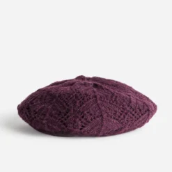 Béret bordeaux tricot relief fantaisie
