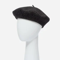 Béret noir pailleté or