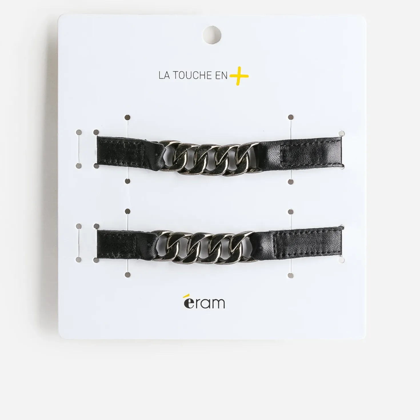 Brides amovibles noires en cuir détail gourmette