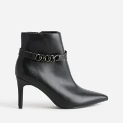 Brides amovibles noires en cuir détail gourmette