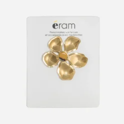 Broche jaune métal forme fleur